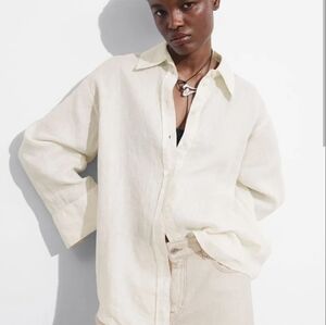& Other Stories Oversized Linen Shirt In Lavender